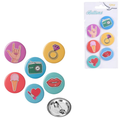 Boutons dessin animé 4 cm lot de 6 | 48 pièces