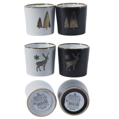 Bougie en pot Noël 6,5 x 6 cm 4 assortis | 12 pièces