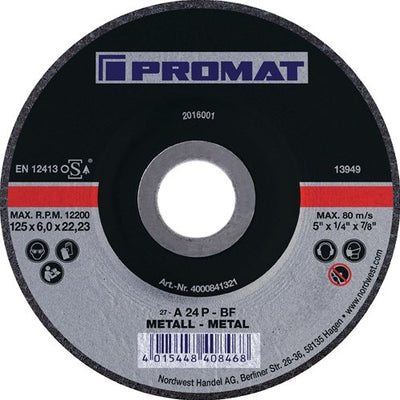 Disque abrasif Promat tecwerk | d125xs6mm | acier plié | trou 22,23 mm - 4000841321