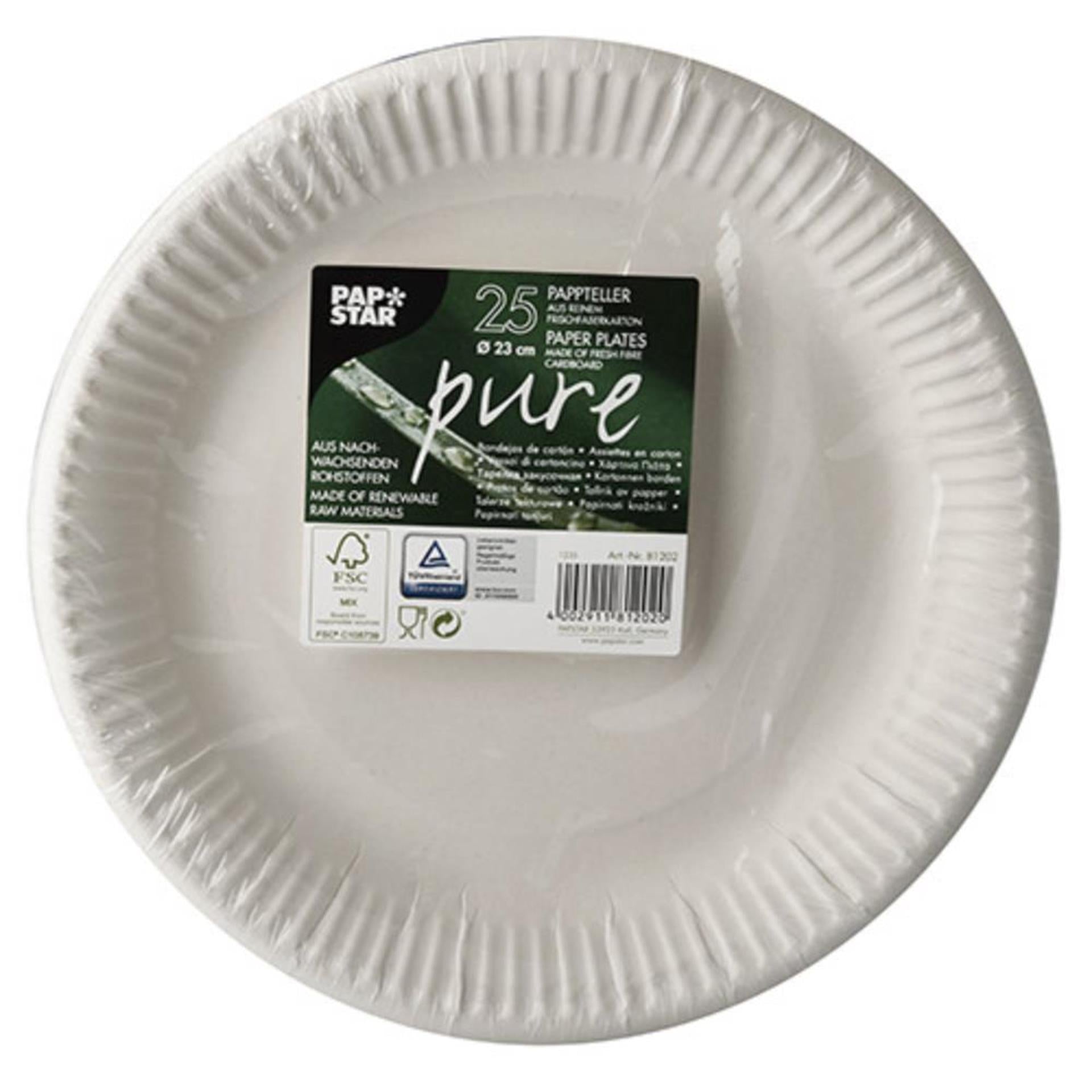 Papstar assiettes carton blanc 23cm 25 pcs