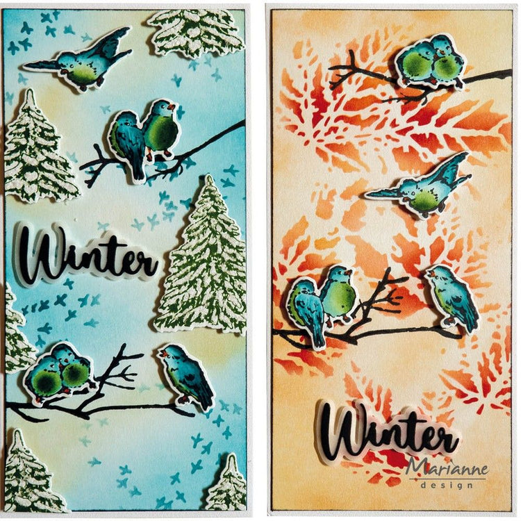 Marianne design • pochoirs de masque imprimés de cerfs et d'oiseaux de Tiny