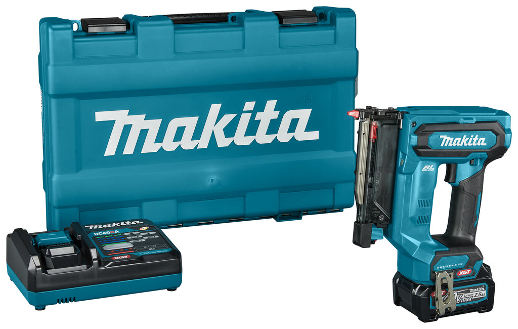 Cloueur à broches Makita pt001gd101 | 40 V maximum | Batterie 2,5 Ah + chargeur rapide | dans un coffret en plastique pt001gd101
