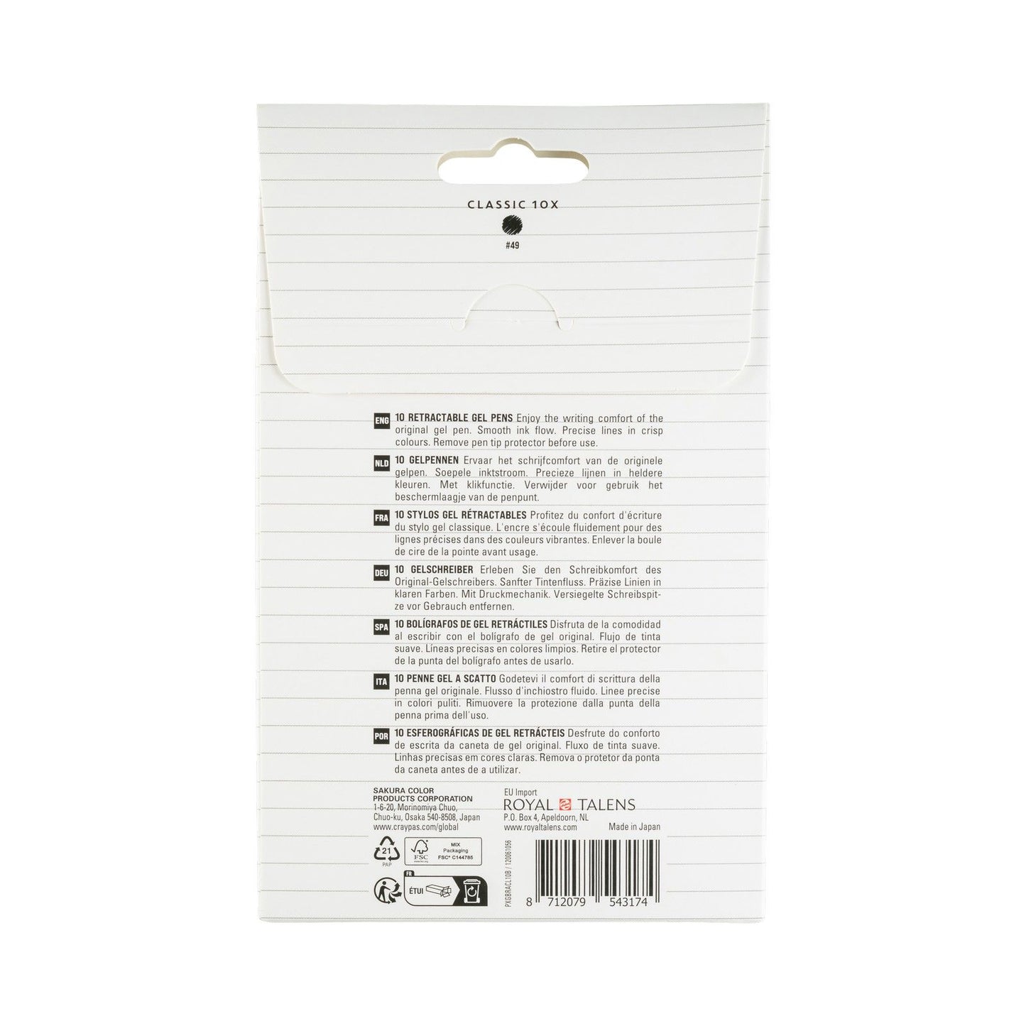 Sakura • gelly roll rétractable classique ensemble noir 10pcs