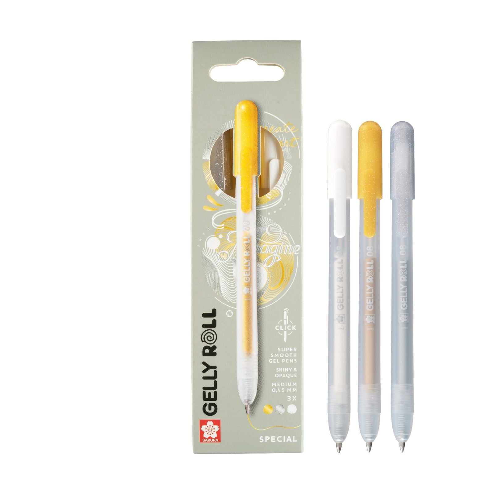 Sakura • Gelly Roll rétractable spécial mélange argent or blanc 3 pièces