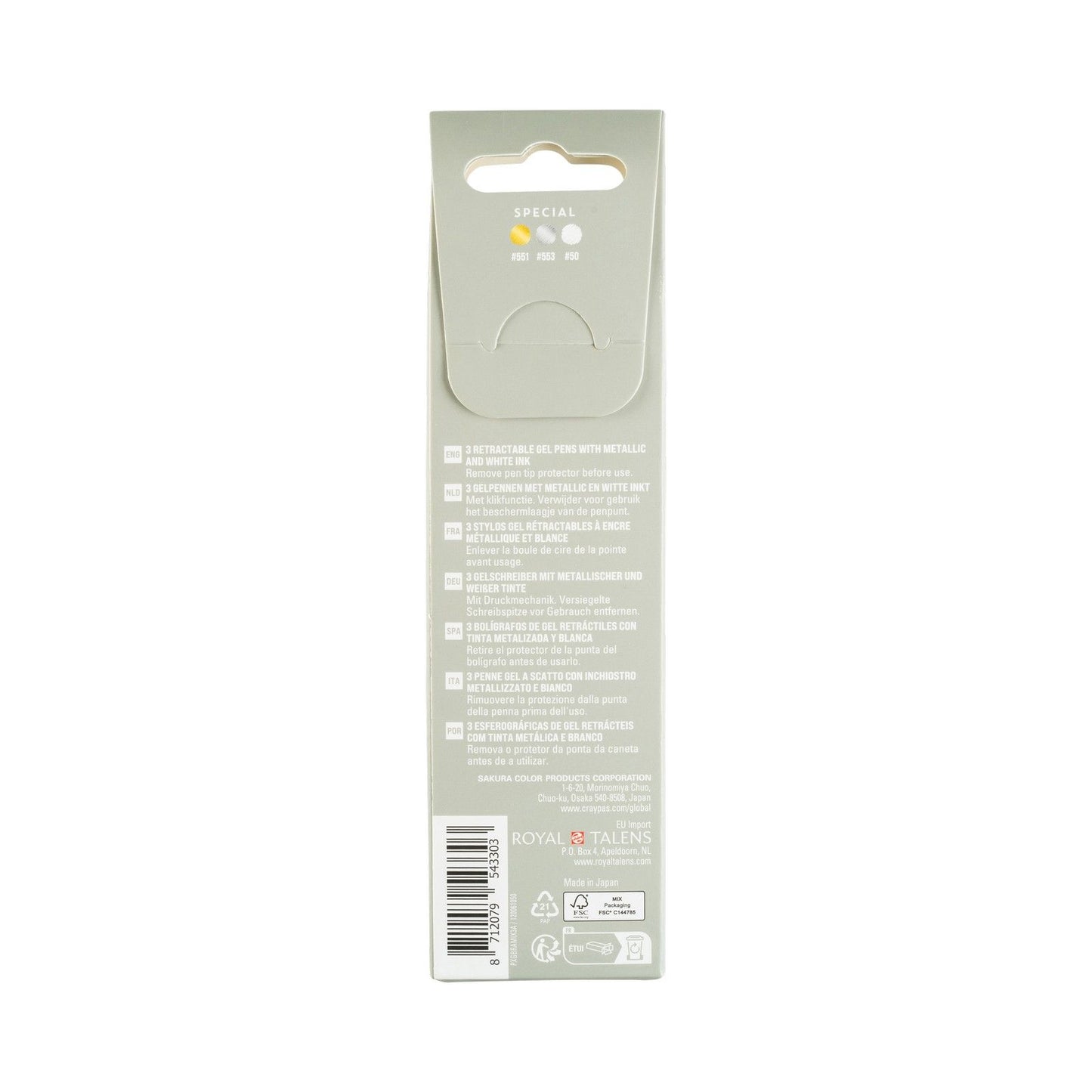 Sakura • Gelly Roll rétractable spécial mélange argent or blanc 3 pièces
