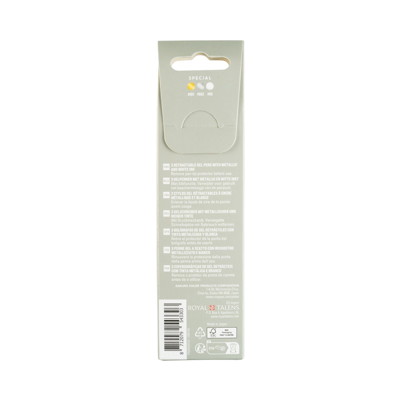Sakura • Gelly Roll rétractable spécial mélange argent or blanc 3 pièces