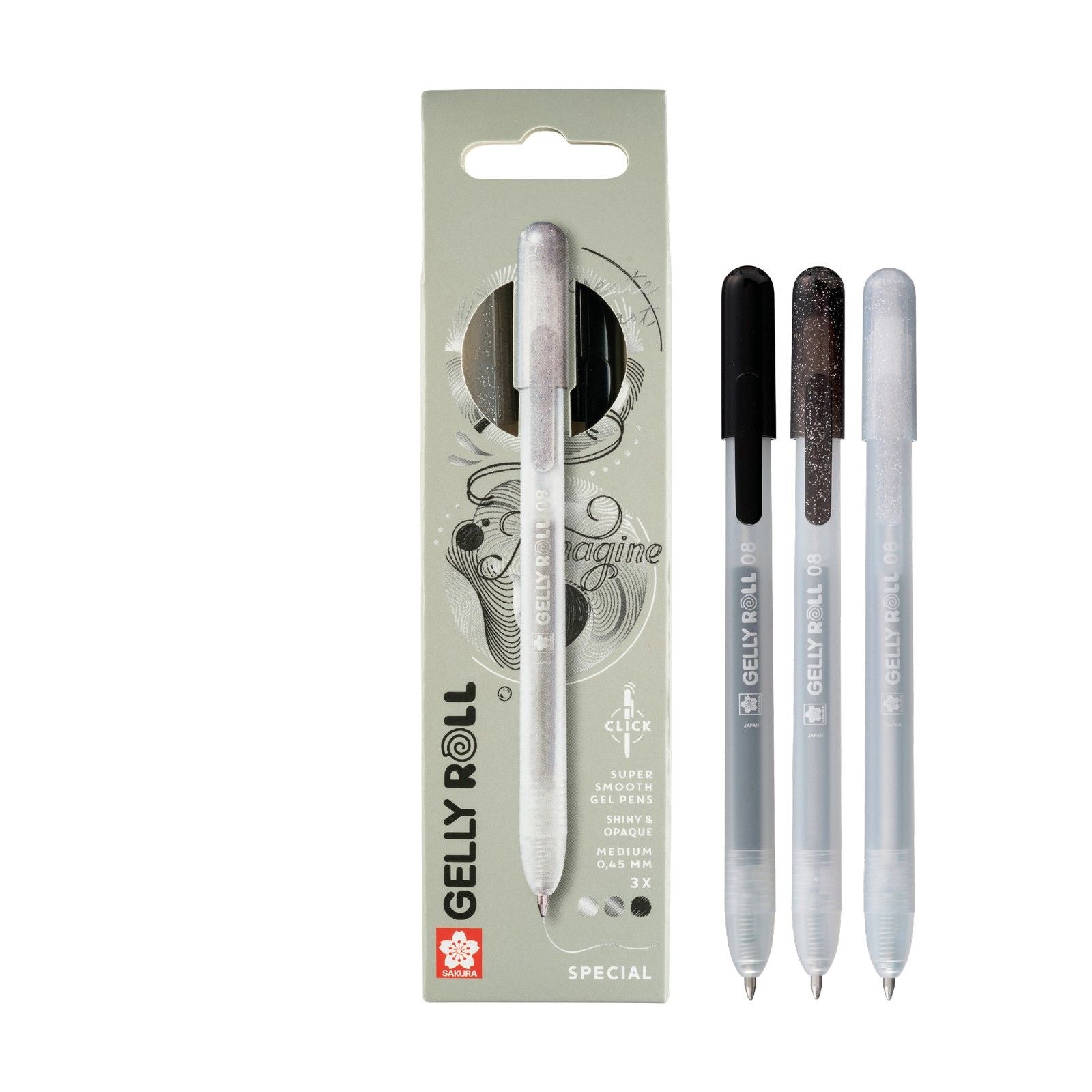 Sakura • gelly roll rétractable spécial mix set noir argent 3pcs