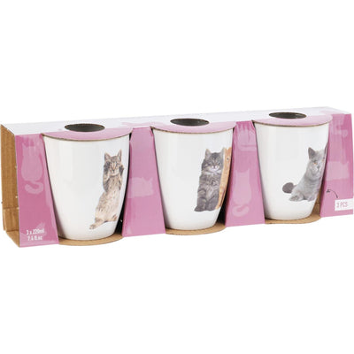 Excellent ensemble de tasses d'articles ménagers chats 3 pièces 220ml