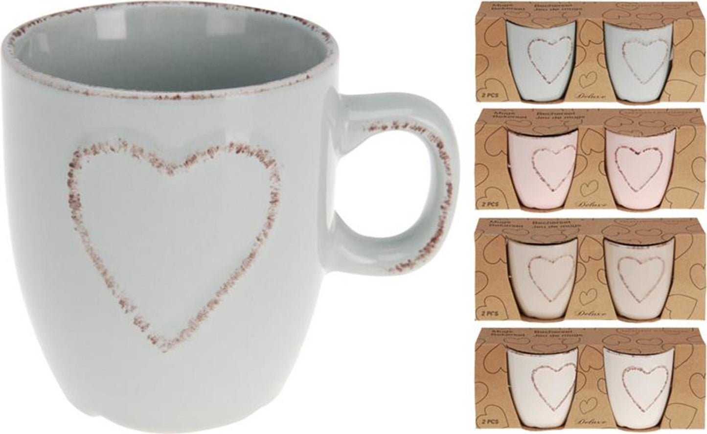 Excellente tasse d'articles ménagers 150ml avec coeur, lot de 2 pièces