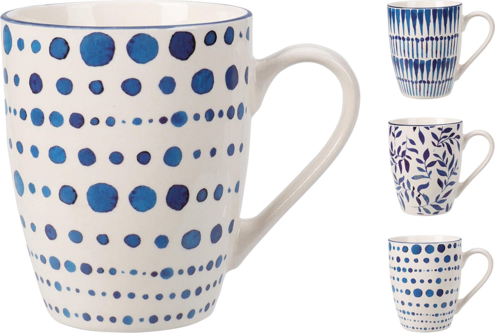 Excellente tasse d'articles ménagers 350ml en porcelaine blanc bleu