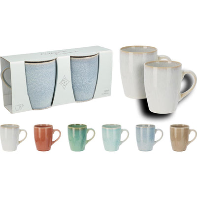 Z1 lot de 2 mugs faïence grès 340ml