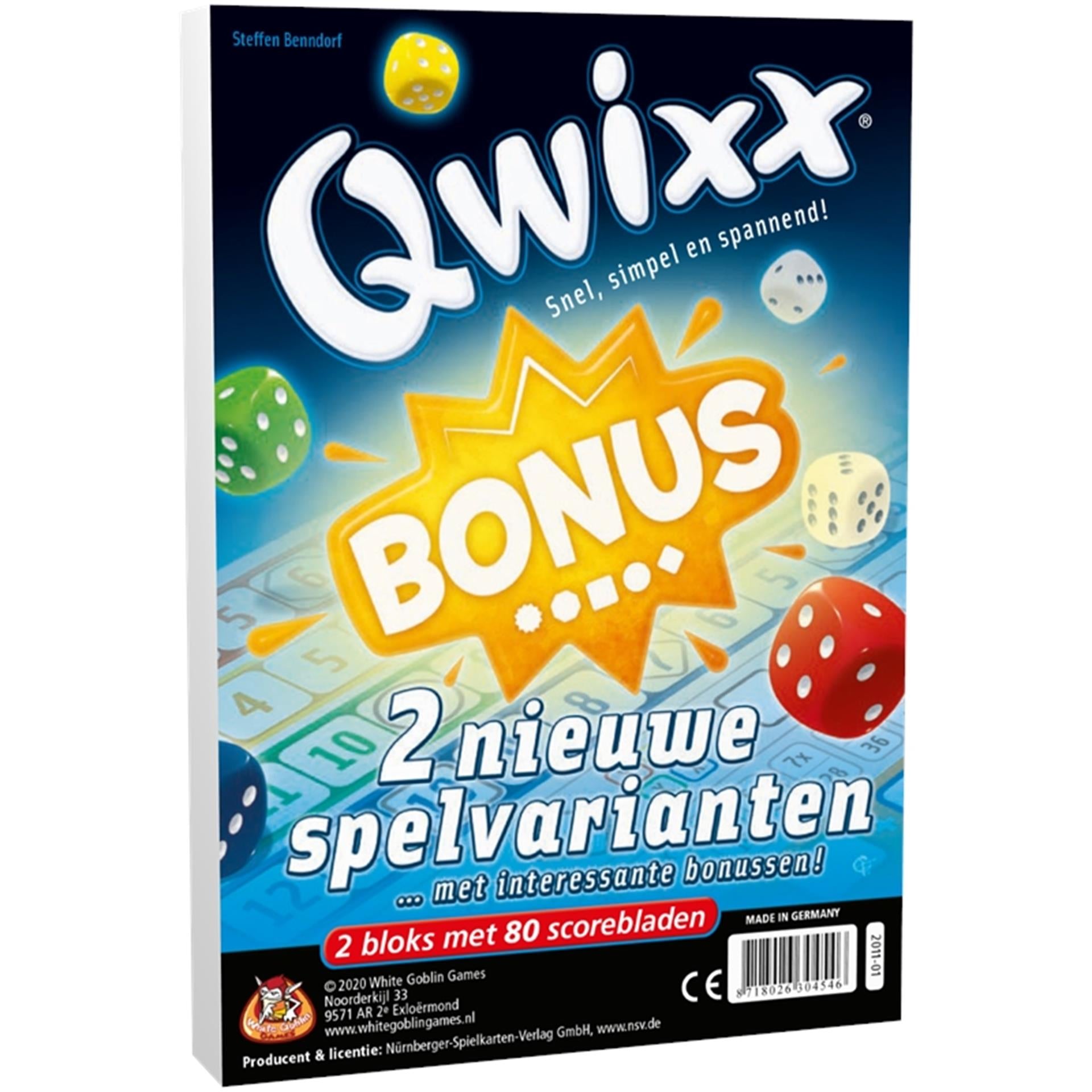 Jeux de gobelin blancs qwixx jeu bonus de dés