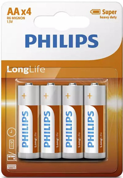 Philips batterie longue durée aa r6 12x4pcs