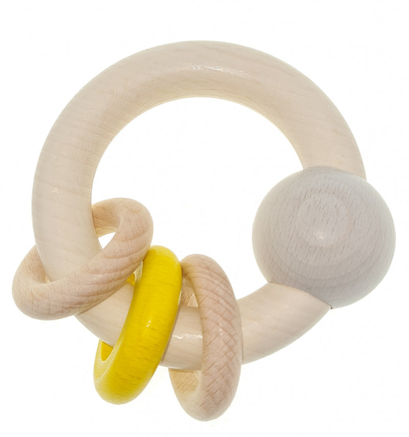 Hess hochet balle 3 anneaux (jaune naturel)