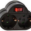Adaptateur prise de terre 2 voies avec interrupteur noir - 6140886