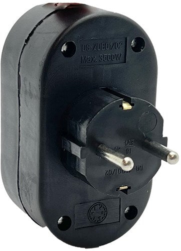 Adaptateur prise de terre 2 voies vertical noir - 6175905