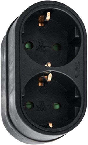 Adaptateur prise de terre 2 voies vertical noir - 6175905
