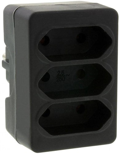 Adaptateur prise de terre 3 x euro noir - 6175909