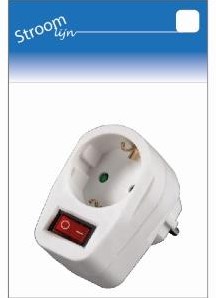 Adaptateur prise de terre avec interrupteur blanc - 6640890