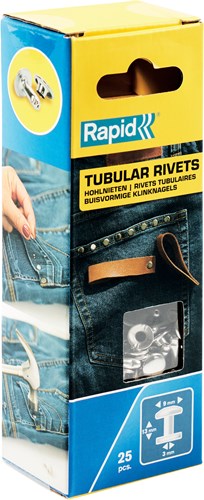 Rivets tubulaires rapides ø9 x 13 mm, 25 pièces + enclume - 5000416 - 5000416