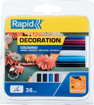 Bâtons de colle rapide colorés | classique | 7 mm x 94 mm | 36 pièces | plaquette - 5001363