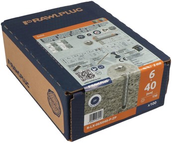 Vis à béton Rawl 7,5 | 6 pièces x40 vz ck torx tx30 | 100 pièces - r33-r-lx-06x040-p-zp