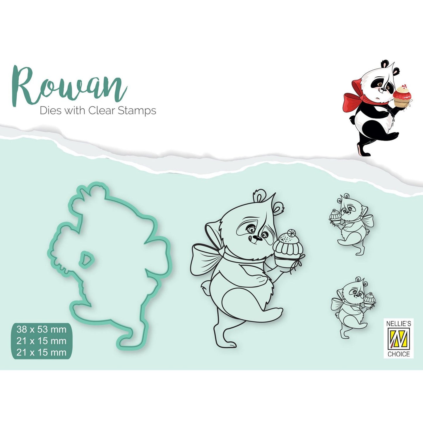 Le choix de Nellie • Matrice de découpe Rowan avec tampon transparent Panda 4 pièces.