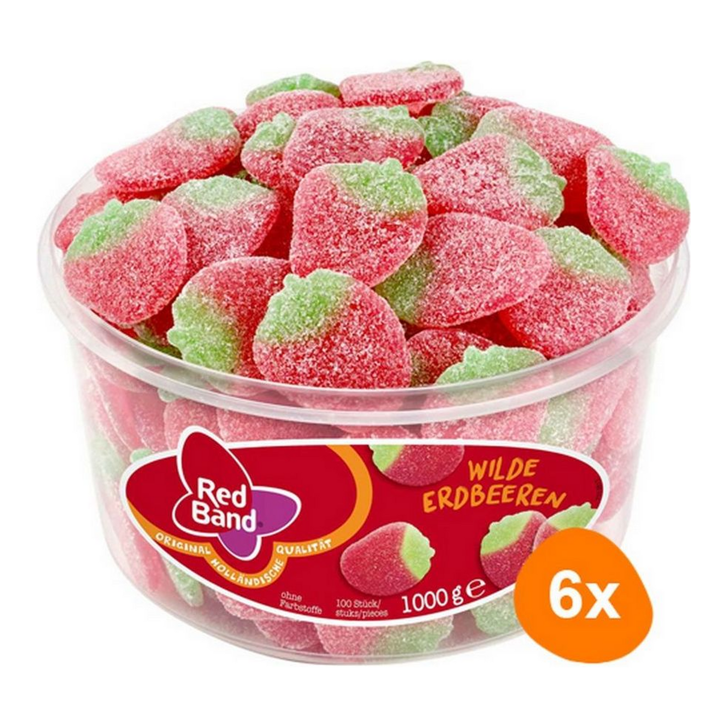 Fraises des bois bande rouge bande rouge (6x 100 pièces)