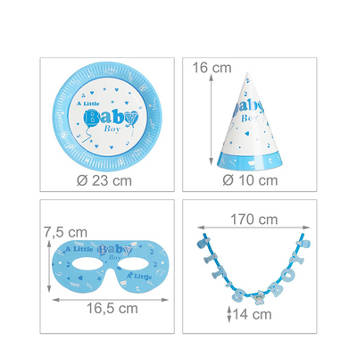 Relaxdays set de fête naissance garçon 19 pièces