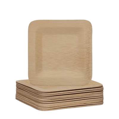 Pic relaxdays assiettes jetables bambou carré 18x18cm 25 pièces