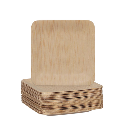 Pic relaxdays assiettes jetables bambou carré 8,5x8,5cm 25 pièces