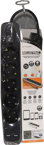 Multiprise électrique 1,5 m 5 prises 2x USB - relec492237 relec492237