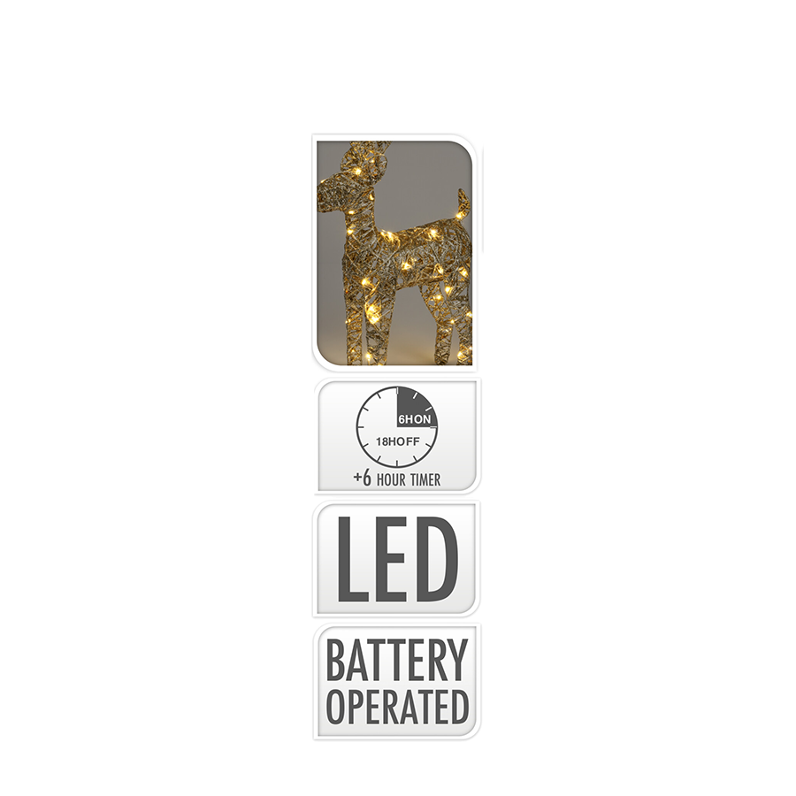 Renne LED doré 40 LED 37cm