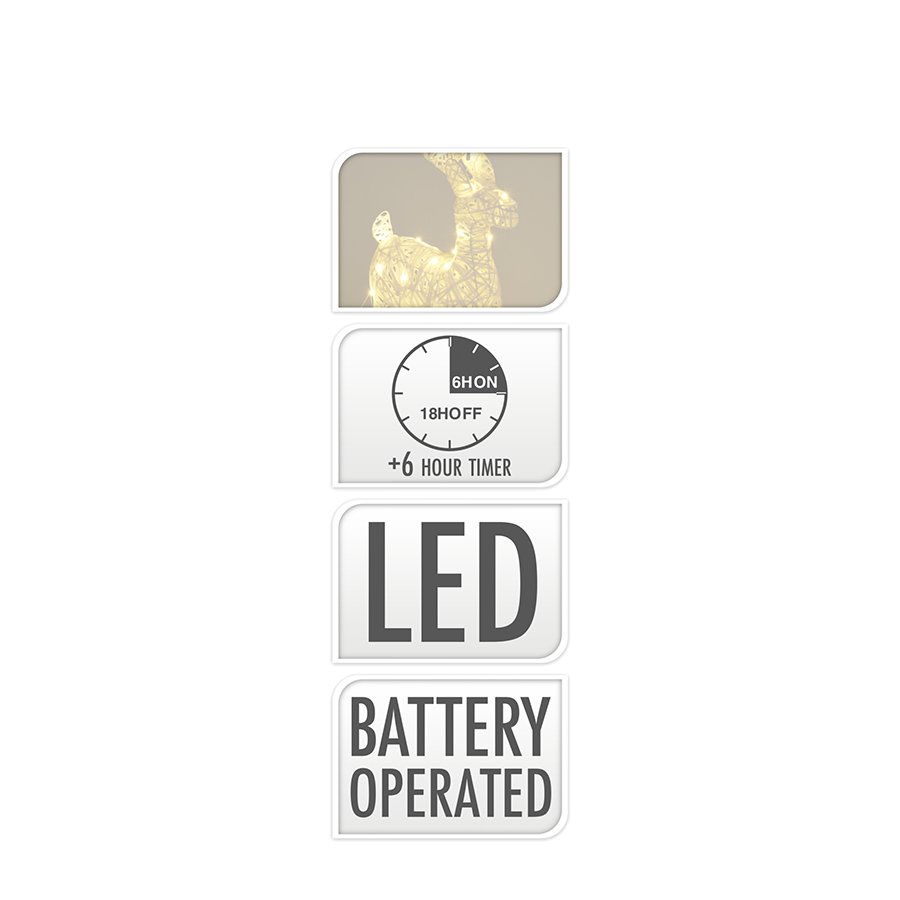 Renne LED blanc 50 LED 45cm