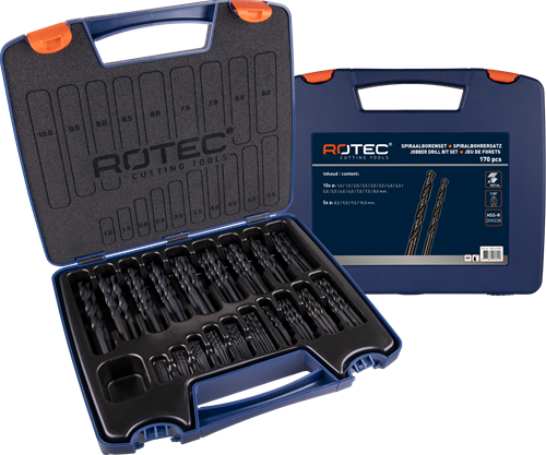 Jeu de forets hélicoïdaux Rotec 1-10x0,5mm hss 170 pièces
