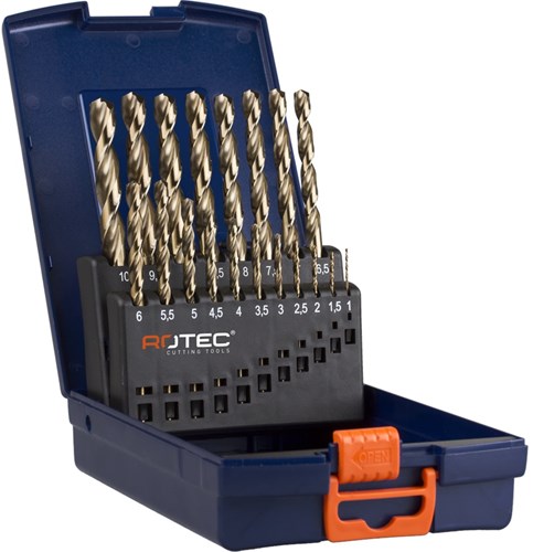 Rotec Forets hélicoïdaux à cassette plastique 19 pièces cobalt 1,0-10,0x0,5mm - 900.0023k - 900.0023k
