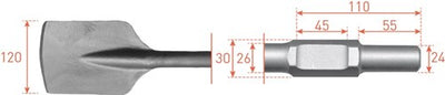 Rotec Burin plat 6 faces 120x400mm 6 faces ø30,0 ø24x55mm - 2155220