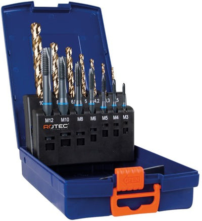Rotec 7+7 pièces. jeu de tarauds machine '331' et forets hélicoïdaux '110' m3-m12 - 900.2009ic - 900.2009ic