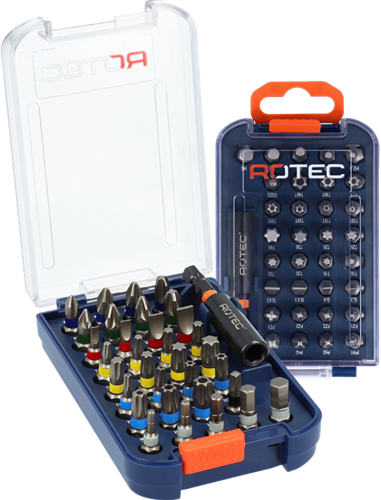 Jeu d'embouts Rotec | 34 pièces | opti-ligne | ph-pz-t-sl-h-tt-sqd + porte-embout - 827.9205