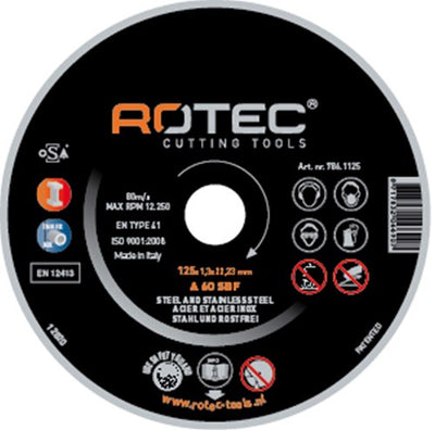 Disques à tronçonner Rotec acier inoxydable 125x1,6x22,2 a60s - 25 pièces - 7862125