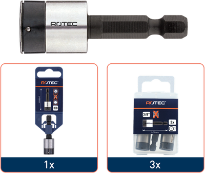 Clé à douille Rotec | e6.3 | 1 enregistrement 4 bits | non magnétique | sw 3 8 x50 - 819.30301