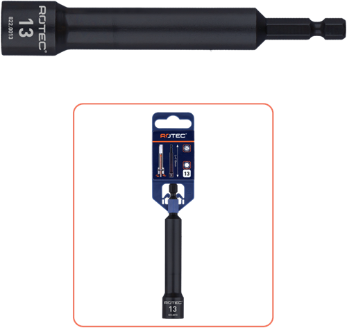 Clé à douille Rotec extra profonde | e6,3 | enregistrement de bits | sw 10x110 75 - 822.0010