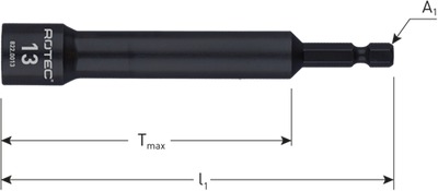 Clé à douille Rotec extra profonde | e6,3 | enregistrement de bits | sw 10x110 75 - 822.0010