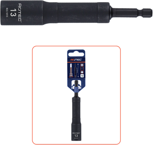 Clé à douille coudée Rotec flexible 15 | e6,3 | enregistrement de bits | sw 13x115 - 822.1013