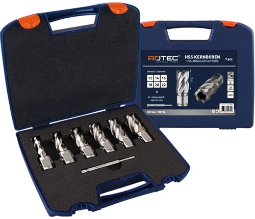 Rotec jeu de carotteuses hss silver-line '536w', wld 19, 7 pièces, ø12-22 - 5369001 - 536.9001