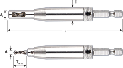 Foret à charnière Rotec HSS | 1 4 bits opn. e6.3 | ø2,0 (vis ø3-3,5) - 268.0001