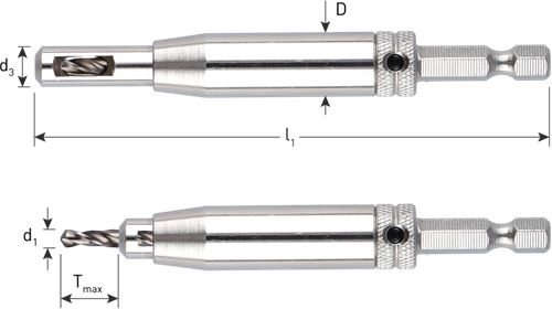 Foret à charnière Rotec HSS | 1 4 bits opn. e6.3 | ø3,5 (vis ø5-5,5) - 268.0005