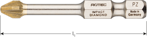Embout à vis à percussion Rotec pz 2 | l=50 | e6.3 | diamant | 2 pièces - 817.13022