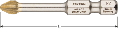 Embout à vis à percussion Rotec pz 2 | l=50 | e6.3 | diamant | 2 pièces - 817.13022