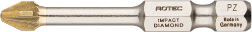 Embout à vis à percussion Rotec pz 2 | l=50 | e6.3 | diamant | 2 pièces - 817.13022